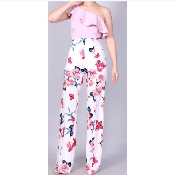 Pants - Floral High-Waisted Pants